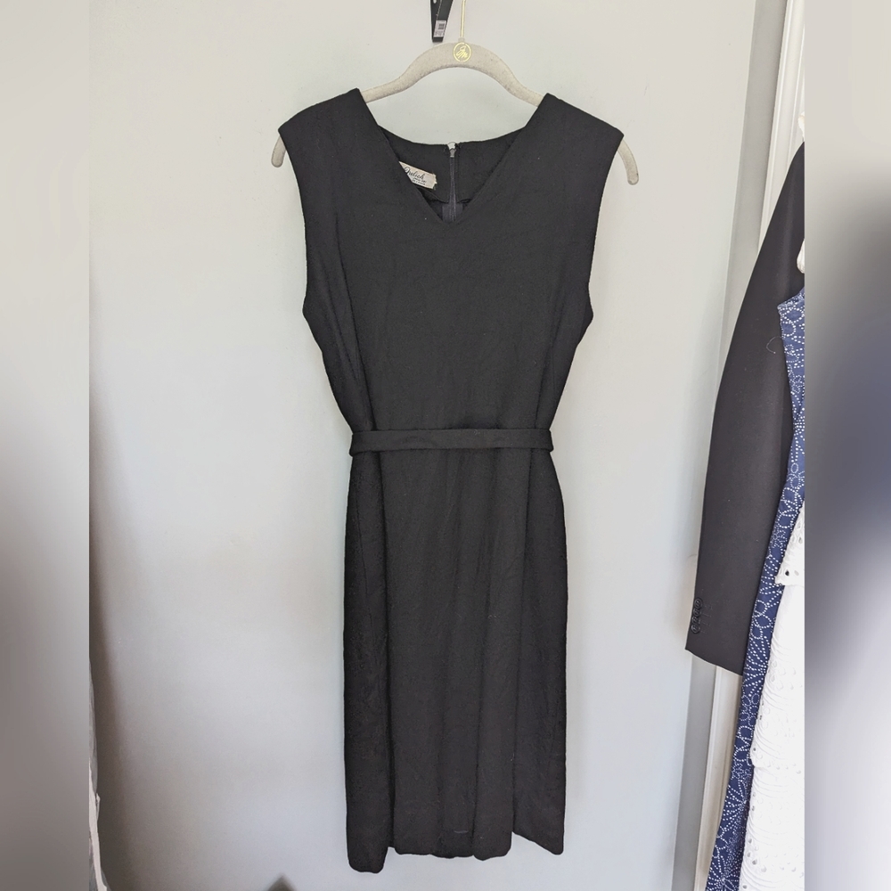 1960's Wool Little Black Dress with Belt